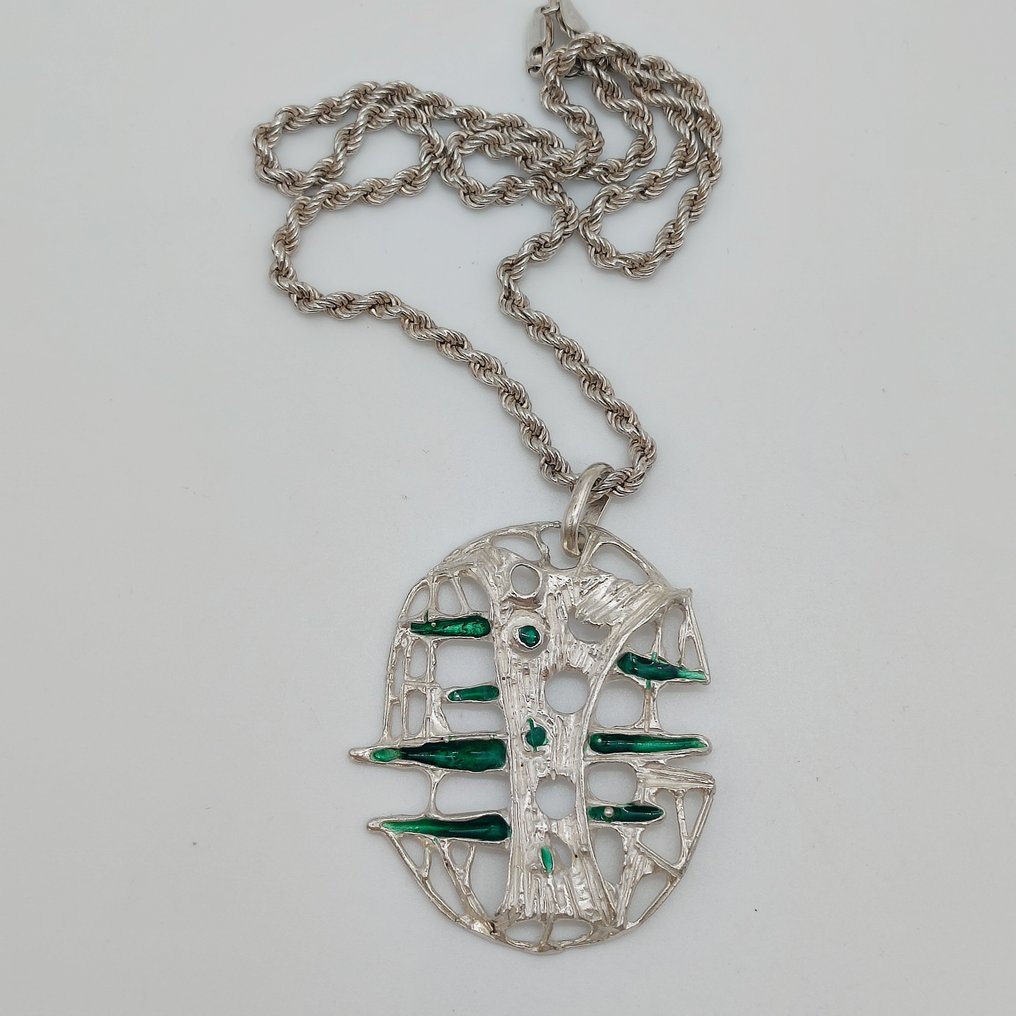 χωρίς τιμή ασφαλείας - Κολιέ με μενταγιόν Ασημί - Vintage Brutalist #1.0