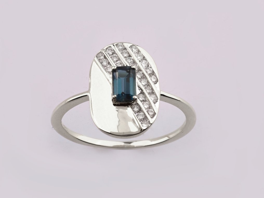 Δαχτυλίδι - 14 καράτια Λευκός χρυσός -  0.52ct. tw. Τοπάζιο - Διαμάντι #1.0