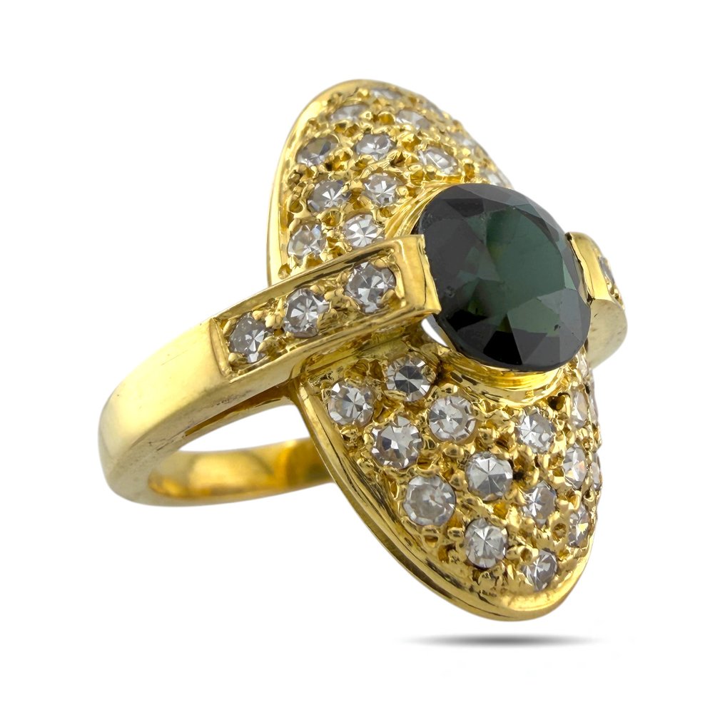 戒指 - 18K包金 独家18K黄金绿碧玺与0.60克拉钻石戒指, 黄金 - 1.85ct. tw. 电气石 - 钻石 #4.3