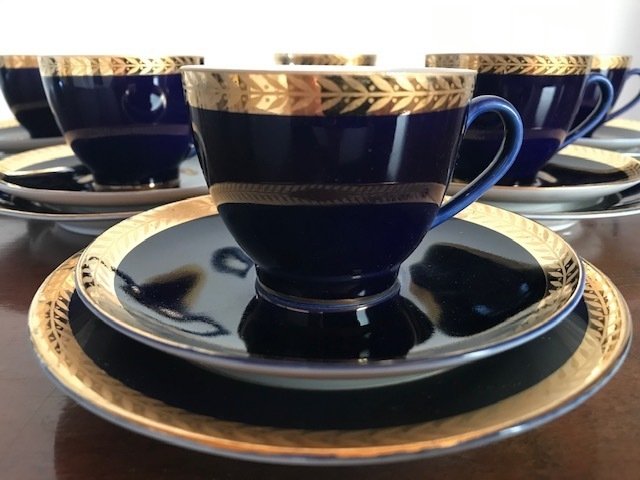 Lomonosov Imperial Porcelain Factory - COBALT BLUE - 6人用咖啡套装 (18) - 瓷 #1.0