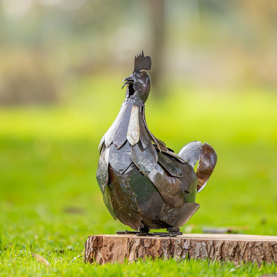 雕塑, Twee grote kippen - 350 mm - 金属 #4.3