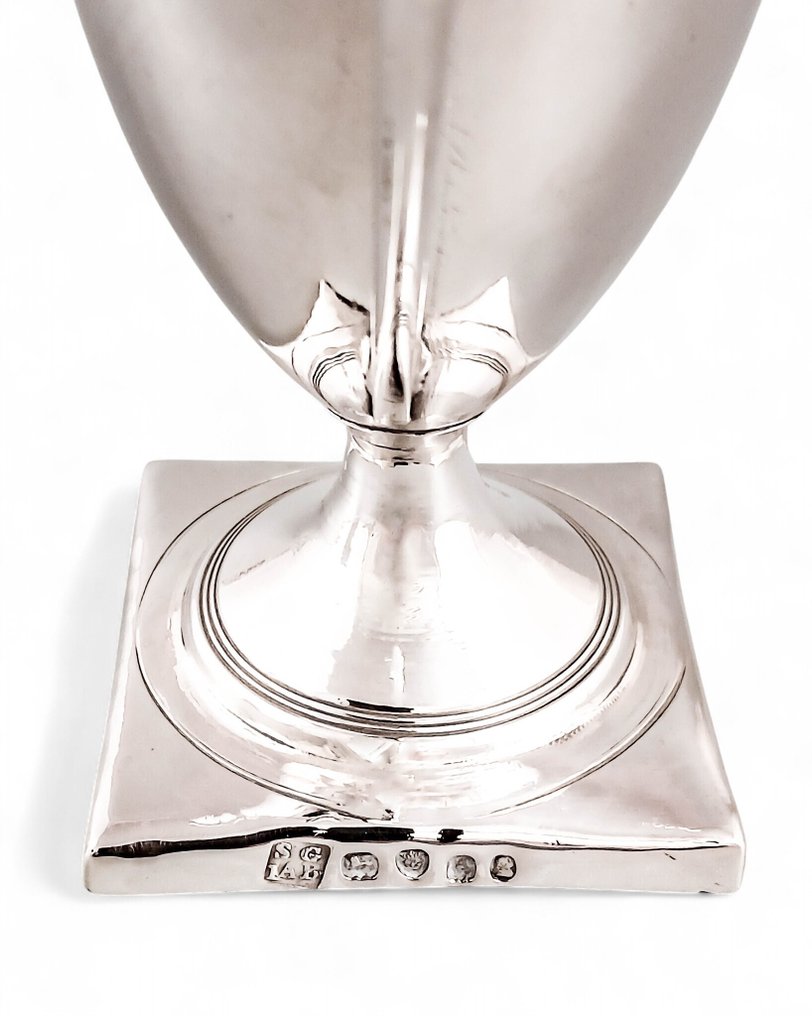 Georgian sterling silver cream jug with beaded rim and pedestal base - Samuel Godbehere & Edward Wigan (1796) - Bricchetto per il latte - .925 argento #3.2