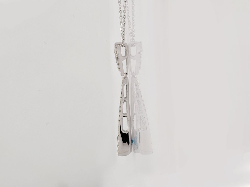 Ketting met hanger - 14 karaat Witgoud -  1.69ct. tw. Topaas - Diamant #2.1