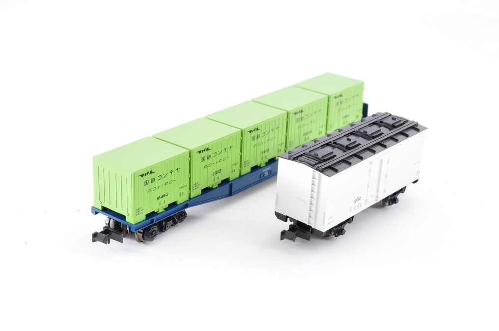 Kato N - KATO 8002 8006 - Rame automotrice (2) - Ensemble de 2 wagons de fret (Re 12000 / Koki 10000) - JR #1.0