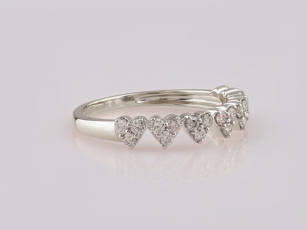 戒指 - 14 克拉 白金 - 0.42ct. tw. 鉆石 (天然) #3.2