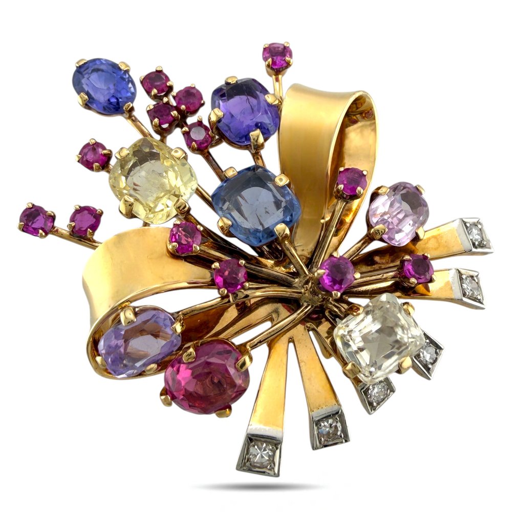 Καρφίτσα - 18 καράτια Κίτρινο χρυσό -  2.00ct. tw. Διαμάντι (Φυσικό)  #1.0