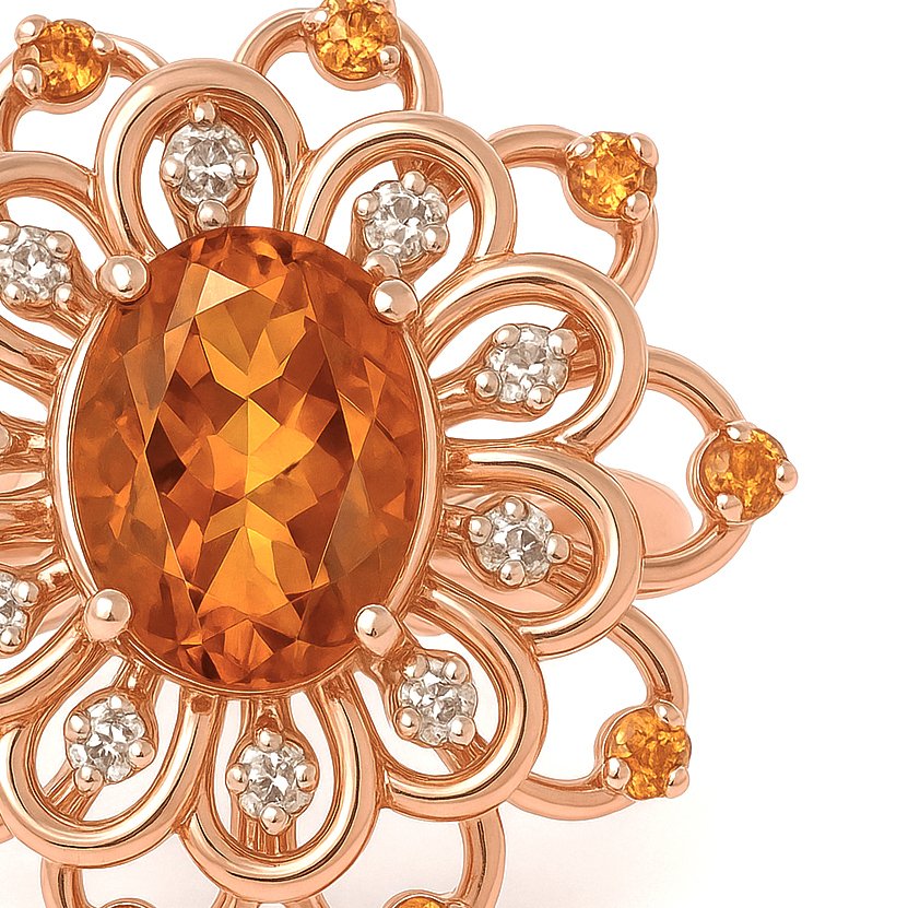 戒指 - 18 克拉 黃金 - 7.70ct. tw. 黃水晶 - 鉆石 #3.2