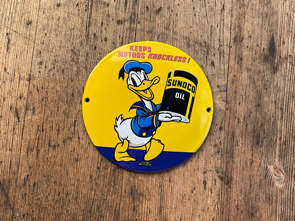 Werbeschild - Sunoco Oil - Donald Duck - Enamel plate - Enamel #1.0