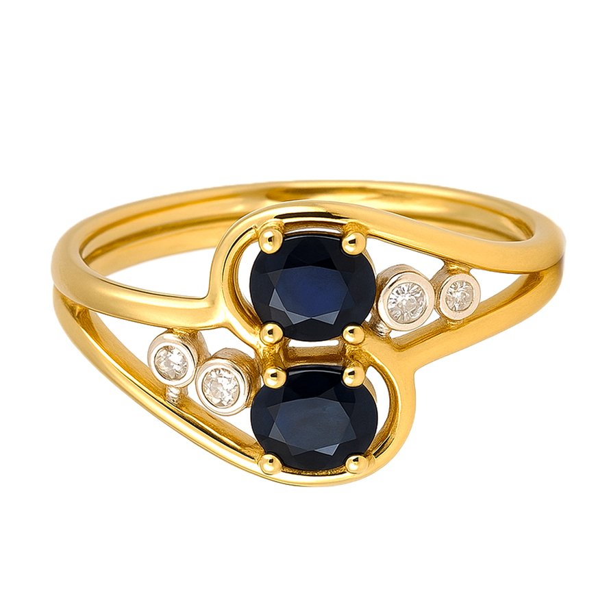 戒指 - 18 克拉 白金, 黃金 - 0.76ct. tw. 藍寶石 - 鉆石 #4.3