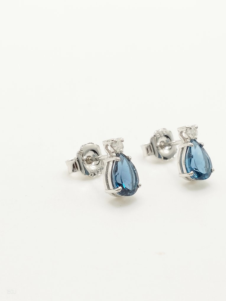 没有保留价 - 耳环 - 14K包金 白金 黄宝石 - 钻石 #3.2