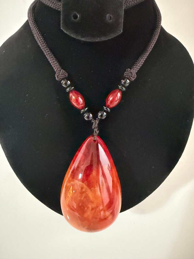 大型泪滴波罗的海琥珀吊坠项链 - 琥珀  (沒有保留價) #1.0