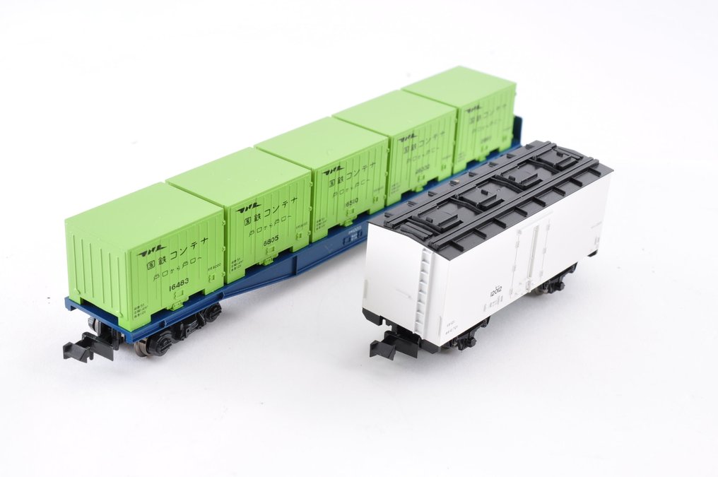 Kato N - KATO 8002 8006 - Rame automotrice (2) - Ensemble de 2 wagons de fret (Re 12000 / Koki 10000) - JR #1.0