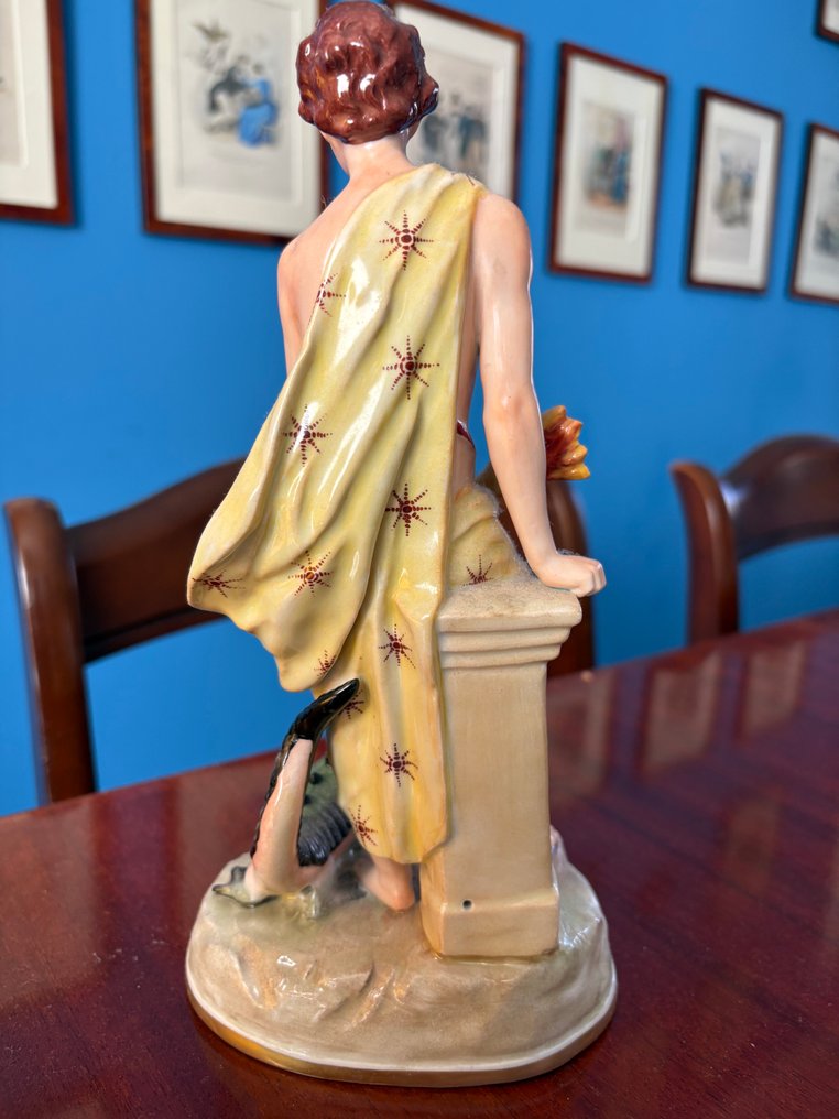 Sitzendorf - 小雕像, Jongeman met draak - Unicum - 24 cm - 瓷 #2.1