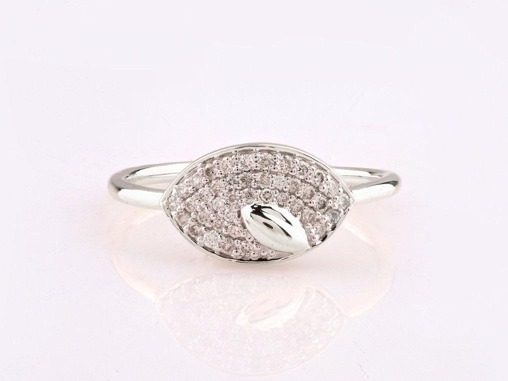 戒指 - 14K包金 白金 -  0.20ct. tw. 钻石 (天然)  #2.1