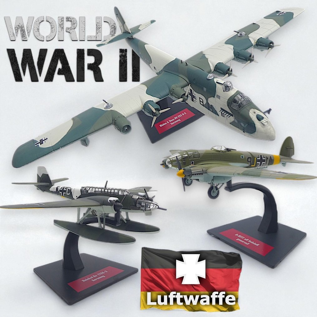 Luftwaffe (Germany) 1:144 - 模型军用车辆 (3) - Blohm & Voss BV 222 V-2 / Heinkel He 111H-6 / Heinkel He 115B-2 - World War II - 系列:《始终在行动》 #1.0