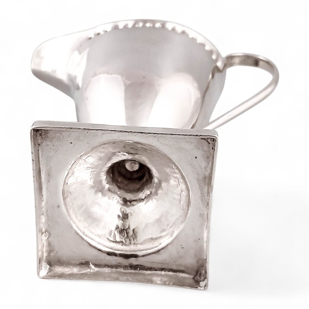 Georgian sterling silver cream jug with beaded rim and pedestal base - Samuel Godbehere & Edward Wigan (1796) - Bricchetto per il latte - .925 argento #4.3