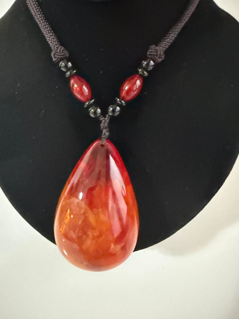 大型泪滴波罗的海琥珀吊坠项链 - 琥珀  (沒有保留價) #2.1