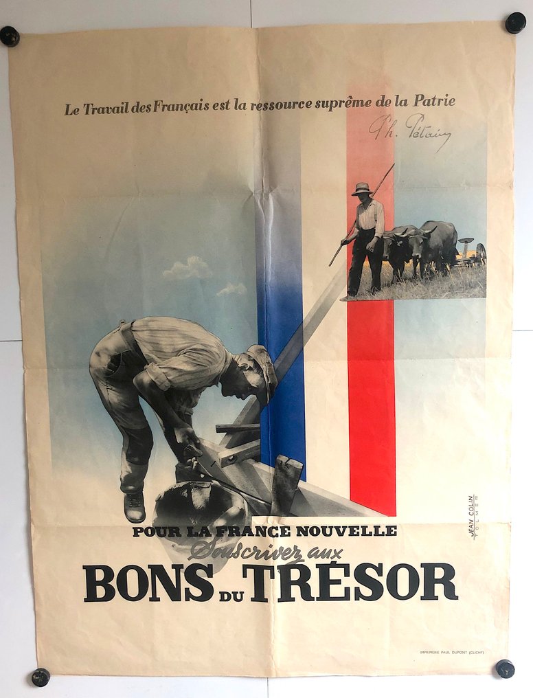 Jean Colin - Jean Colin - Bons du trésor - affiche originale - C.1940 #1.0
