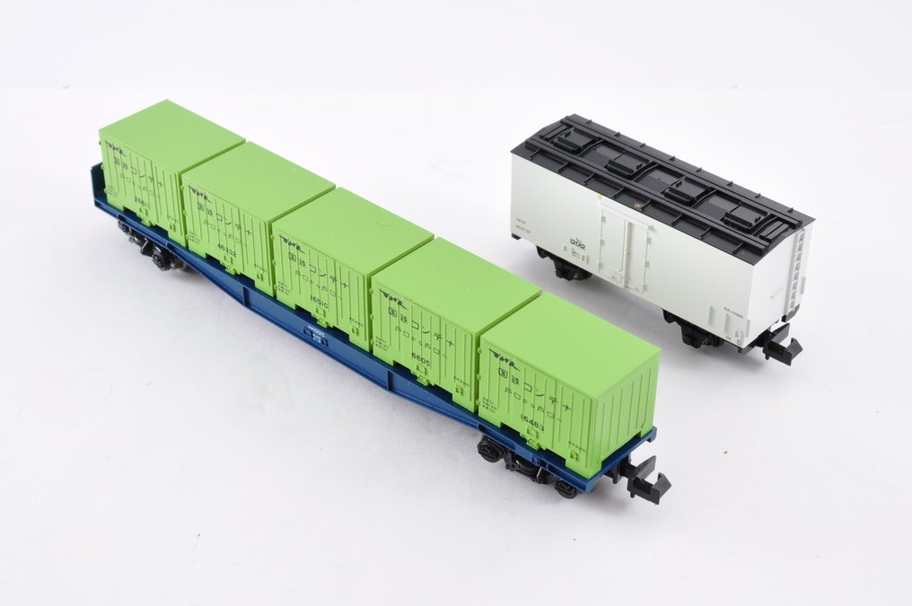 Kato N - KATO 8002 8006 - Rame automotrice (2) - Ensemble de 2 wagons de fret (Re 12000 / Koki 10000) - JR #2.1