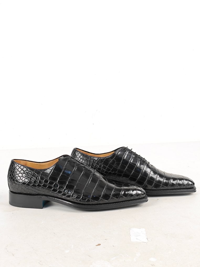 RRP 4950€ SUTOR MANTELLASSI Black Goodyear Oxford Shoes Genuine Crocodile 43 EU - 9 UK - Lace-up shoes - Size: EU 43 - New in box #4.3