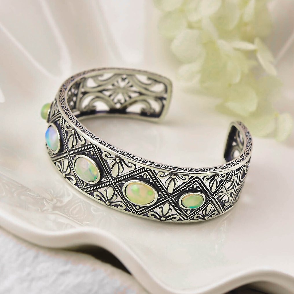 沒有保留價 - 手鈪 銀 - Opal - 认证 #3.2