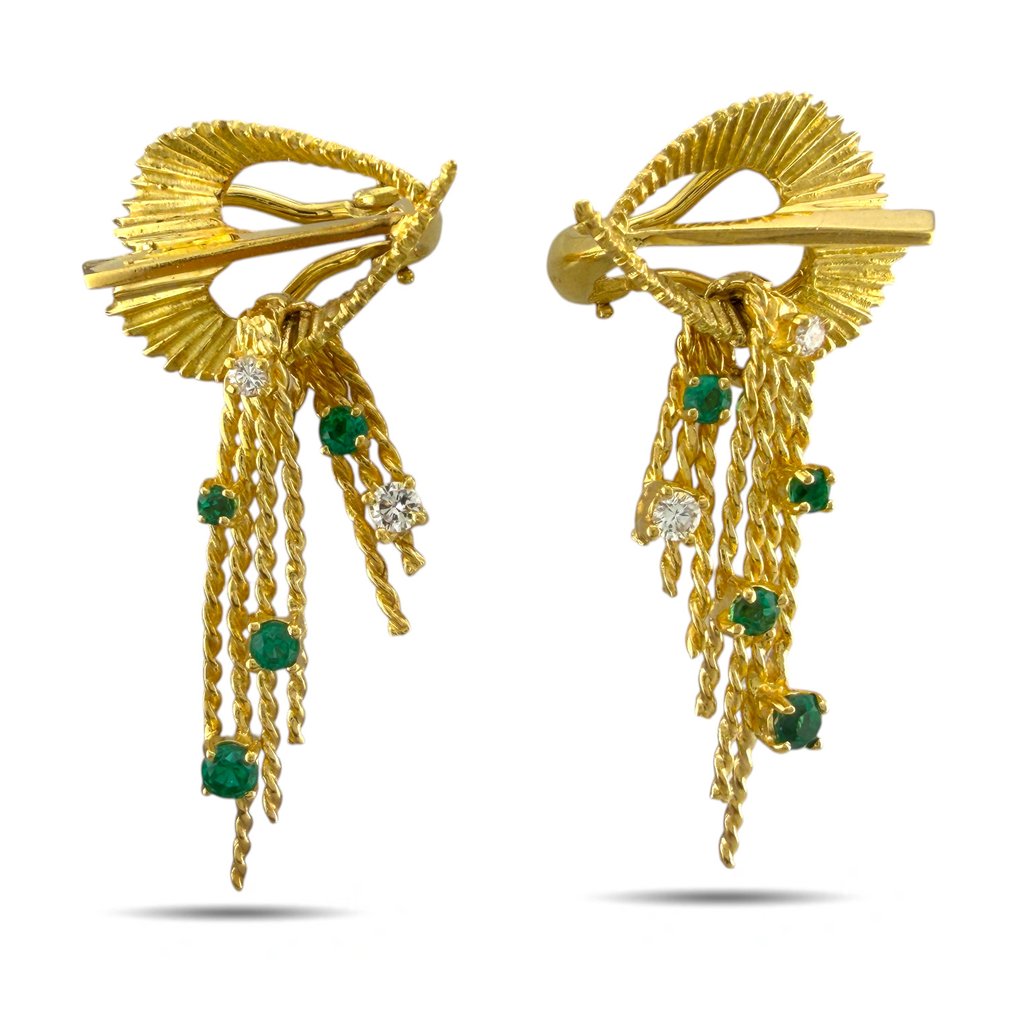 Øreringe - 18 kraat Gulguld Diamant (Natur)  #1.0