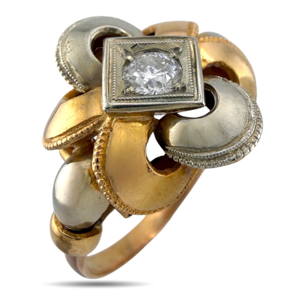 Pierścionek Platyna, Ekskluzywny pierścień z 18-karatowego różowego i białego złota z diamentem 0,25 ct, z - 0.25ct. tw. Diament (Naturalny) #2.1