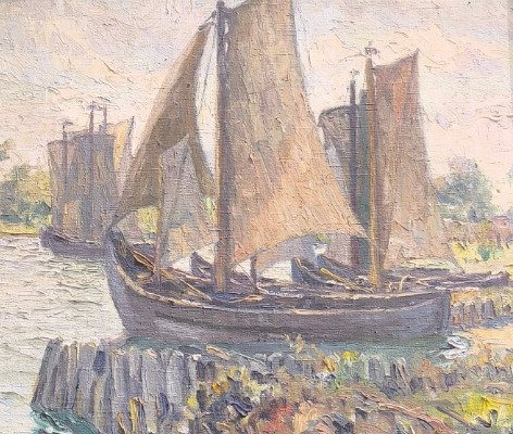 Daniel Staschus (1872-1953) - Boote am Ufer #1.0