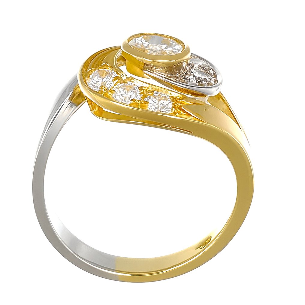 Gyűrű - 18 kt. Sárga arany, Fehér arany - 0.90ct. tw. Gyémánt (Természetes) #4.3