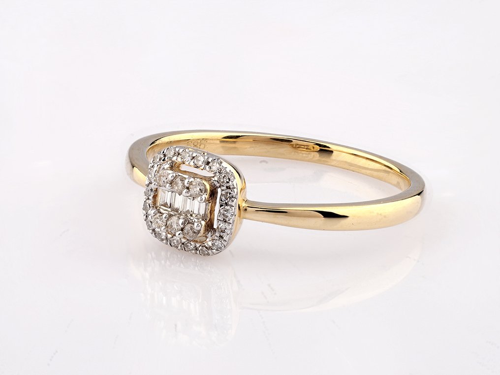 戒指 - 14K包金 黄金 -  0.12ct. tw. 钻石 (天然)  #4.3