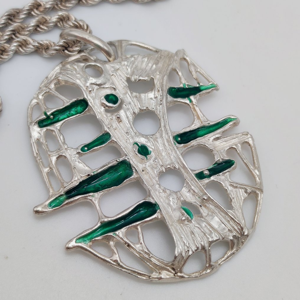 χωρίς τιμή ασφαλείας - Κολιέ με μενταγιόν Ασημί - Vintage Brutalist #2.1