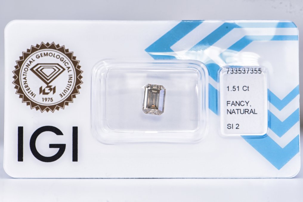 χωρίς τιμή ασφαλείας - 1 pcs Διαμάντι  (Φυσικού χρώματος)  - 1.51 ct - Σμαράγδι - Fancy Πρασινωπό, Γκριζωπό Κίτρινο - SI2 - International Gemological Institute (IGI) - ΒΓ #1.0