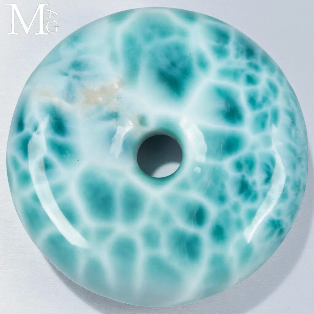 非常特别 - Larimar中的甜甜圈——亚特兰蒂斯宝石 - 高度: 42.5 mm - 闊度: 42.5 mm- 34 g #1.0