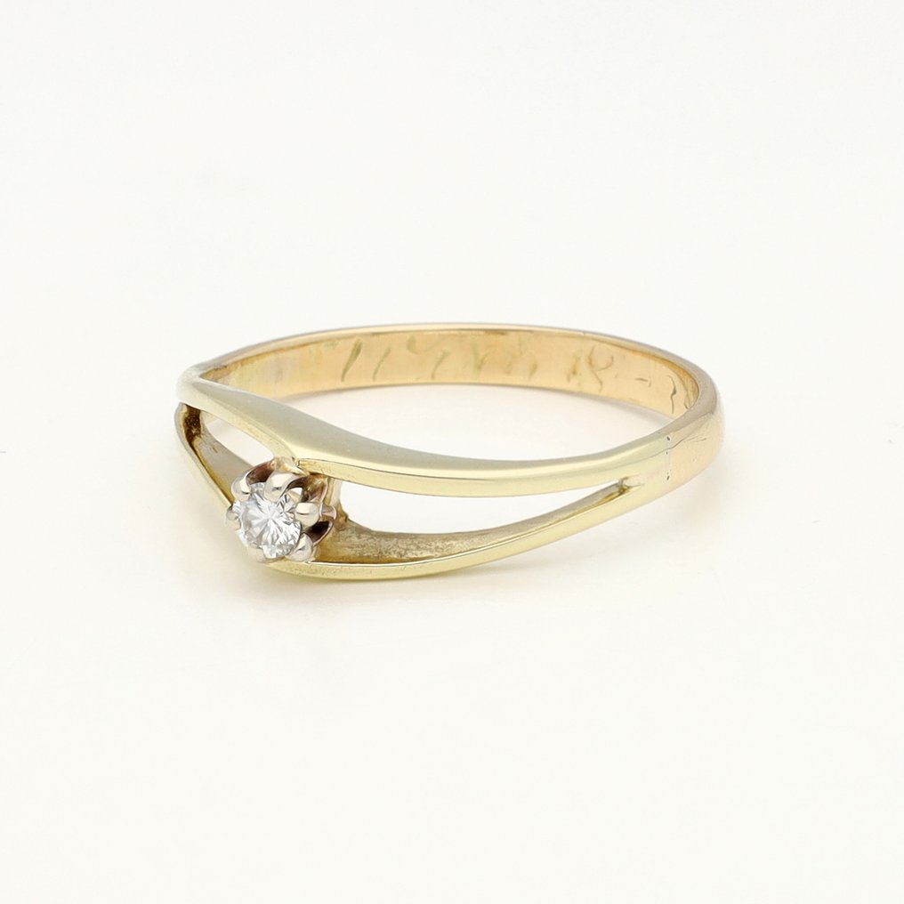 戒指 - 18K包金 黄金 - 0.08ct. tw. 钻石 (天然) #1.0