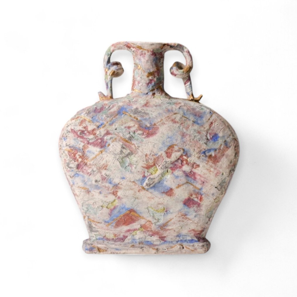 由杉浦康正设计的多彩花瓶,附带原装盒子、底座布和 - 瓷器 - Yasumasu Sugiura - 日本 - 昭和年代(1926-1989) #2.1