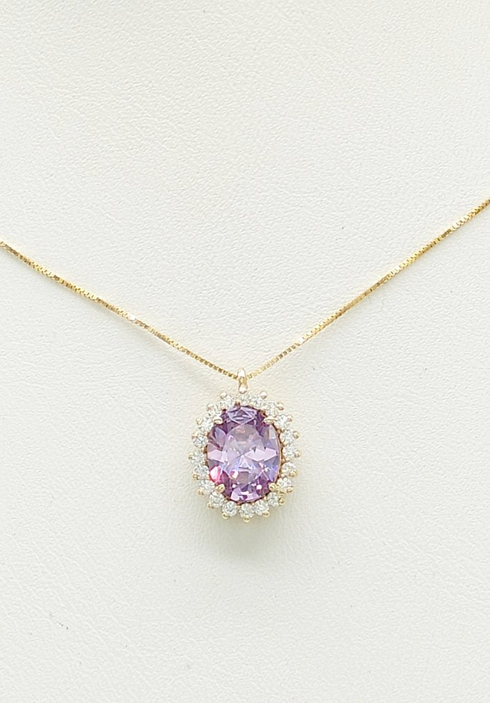 Sans prix de réserve - Boucles d'oreilles - 14 carats Or jaune Améthyste - Diamant #1.0