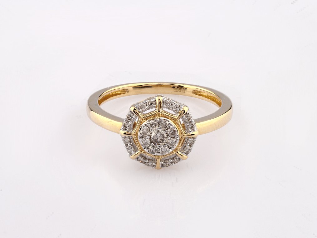 Sormus - 14 kt. Keltakulta - 0.25ct. tw. Timantti (Luonnollinen) #3.2