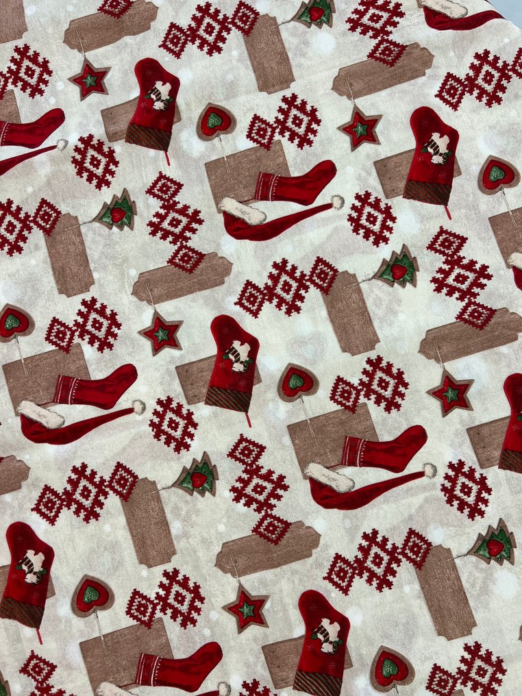 Joulukoristetyyli kangas - Tekstiili  - 280 cm - 250 cm #1.0