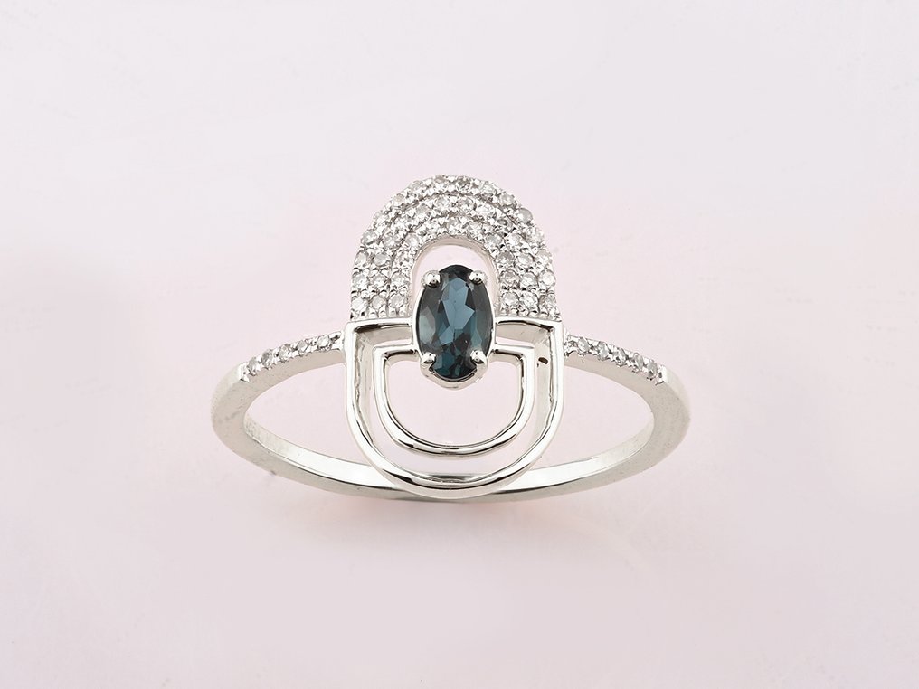 戒指 - 14K包金 白金 - 0.39ct. tw. 黄宝石 - 钻石 #1.0