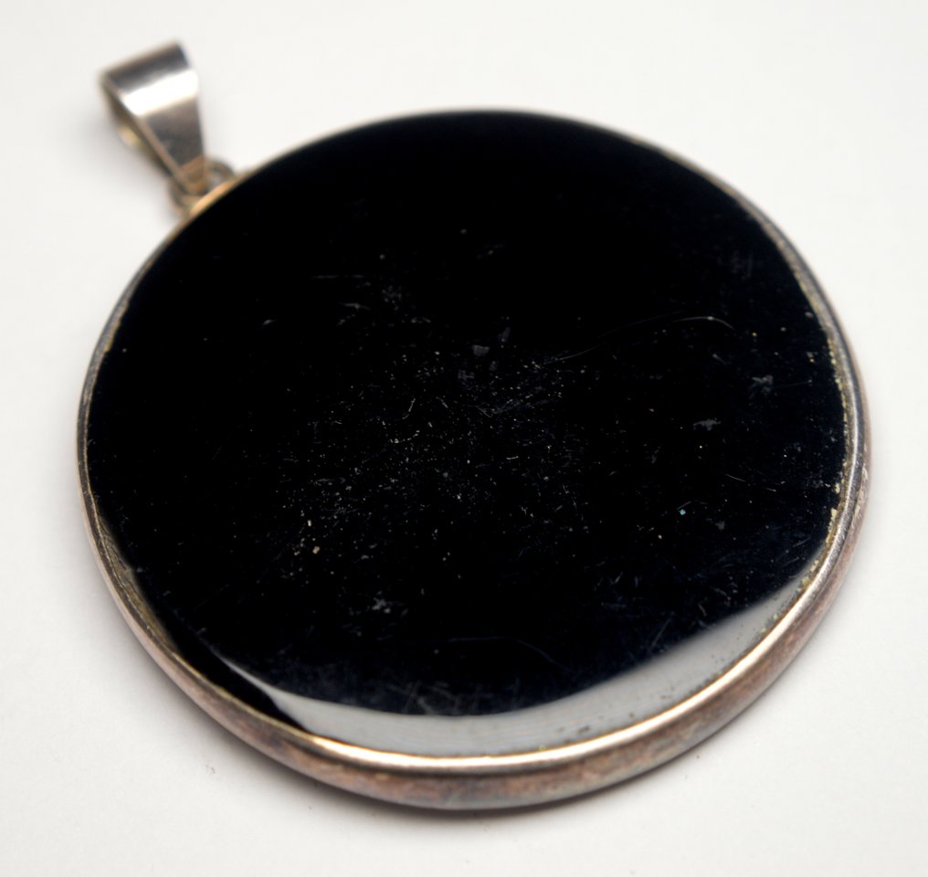 Prata 925 - Madreperla, Concha de Abalone, Onix Preto - efeito mosaico de círculos - Pingente #3.2