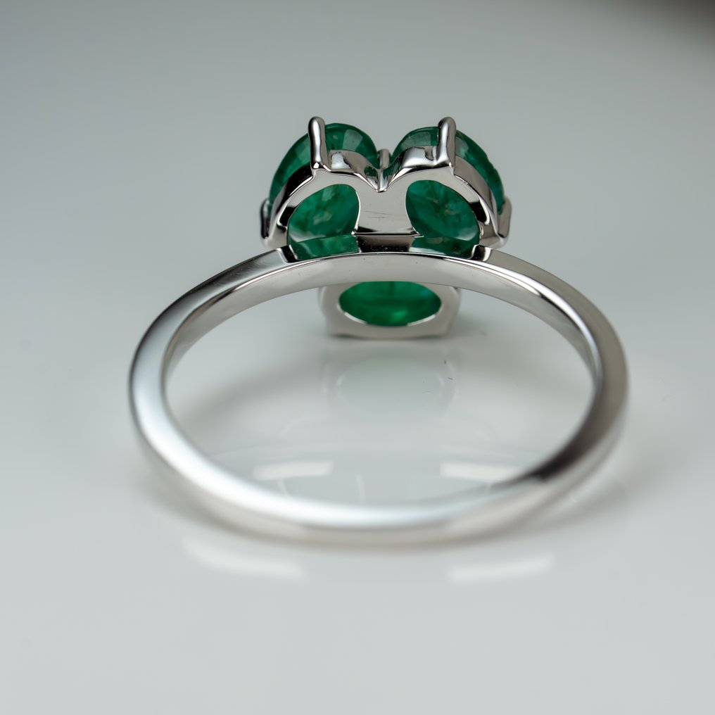 Sormus - 14 kt. Valkokulta Smaragdi - Timantti #3.2