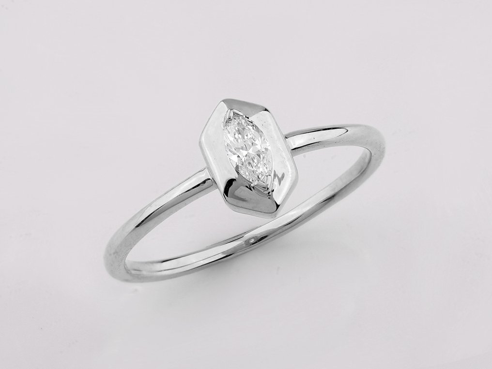 Gyűrű - 14 kt. Fehér arany - 0.16ct. tw. Gyémánt (Természetes) #2.1