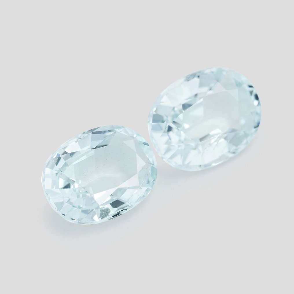 2 pcs  蓝色 海蓝宝石  - 8.07 ct - 国际有色宝石协会（ICA GemLab） - 匹配对 #1.0