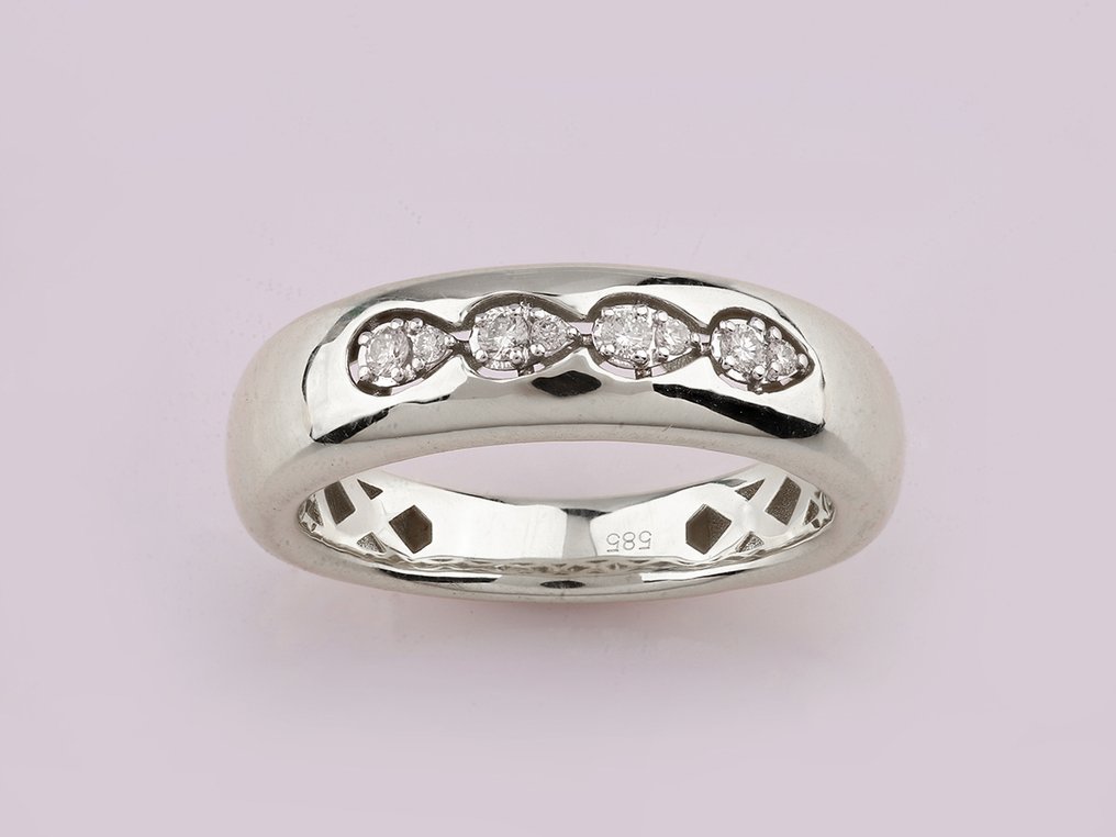 Δαχτυλίδι - 14 καράτια Λευκός χρυσός -  0.10ct. tw. Διαμάντι (Φυσικό)  #1.0