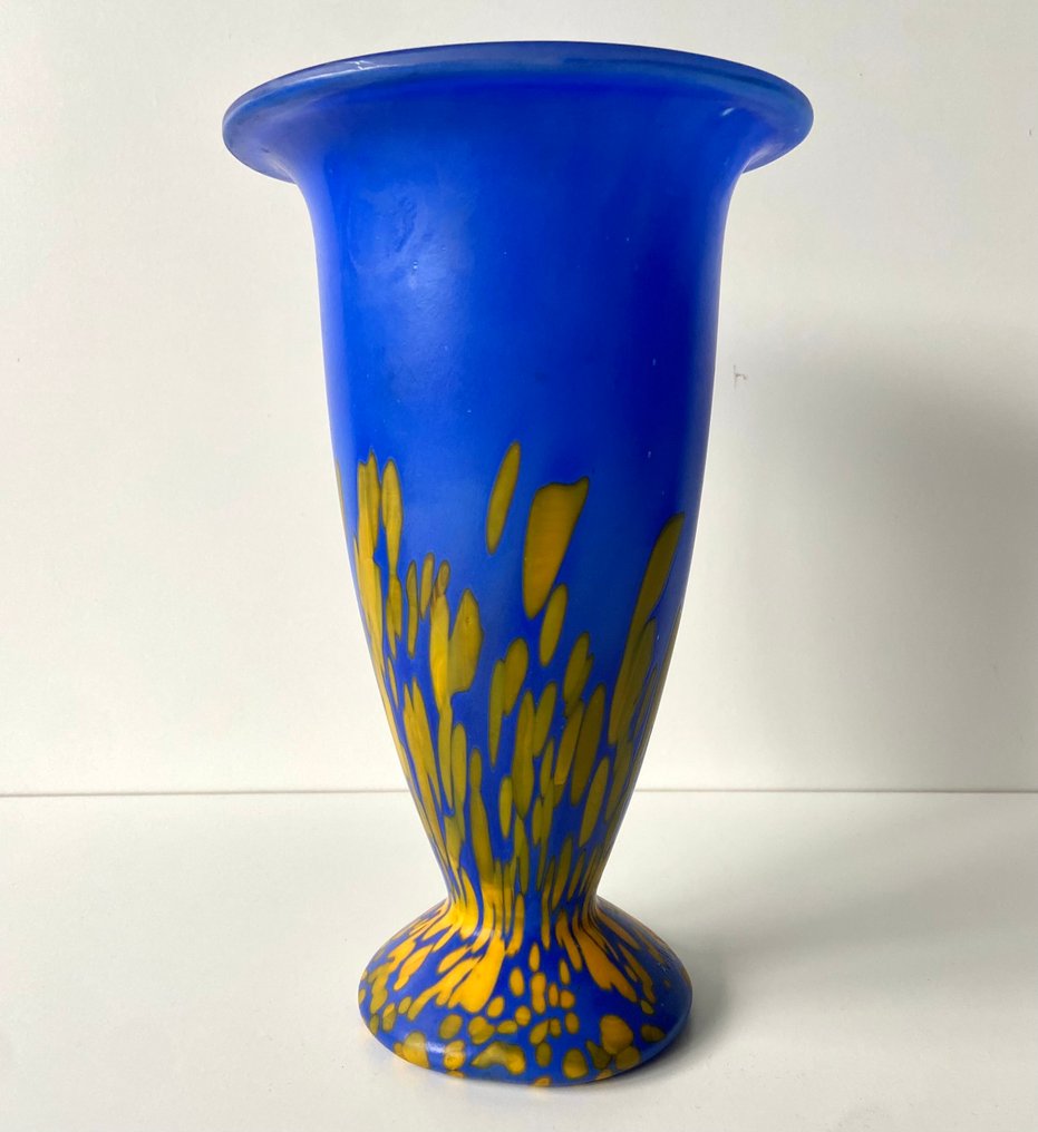 花瓶  - 玻璃 - Vaas - 蓝色配黄色 #4.3