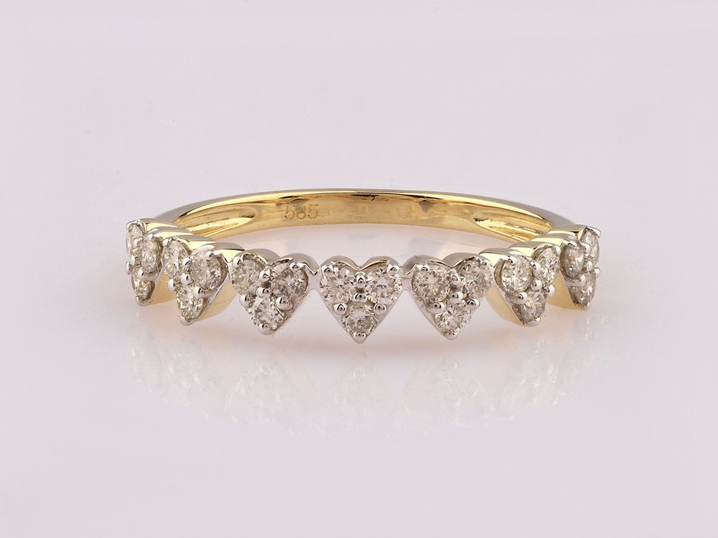 Bague - 14 carats Or jaune - 0.42ct. tw. Diamant (Naturelle) #4.3