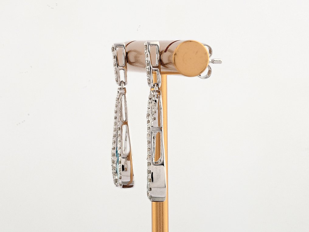 Σκουλαρίκια - 14 καράτια Λευκός χρυσός - 1.36ct. tw. Τοπάζιο - Διαμάντι #2.1