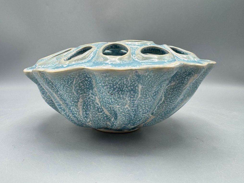 Bijzondere tulpenvaas in turquoise glazuur – Des Pots - Vase - Faïence - vase à tulipes #3.2