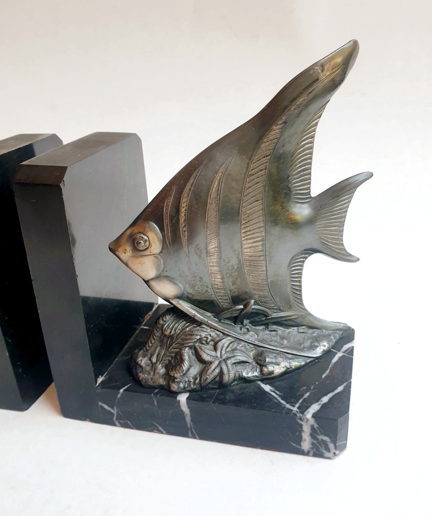 书挡 (2) - 一对天使鱼 - 粗锌, 大理石 #3.2
