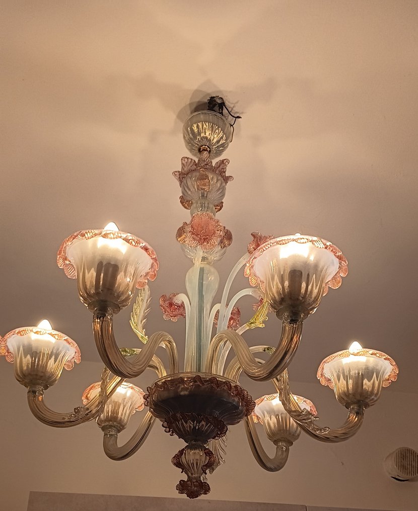 吊灯 - 穆拉诺乳白色吹制玻璃 #4.3